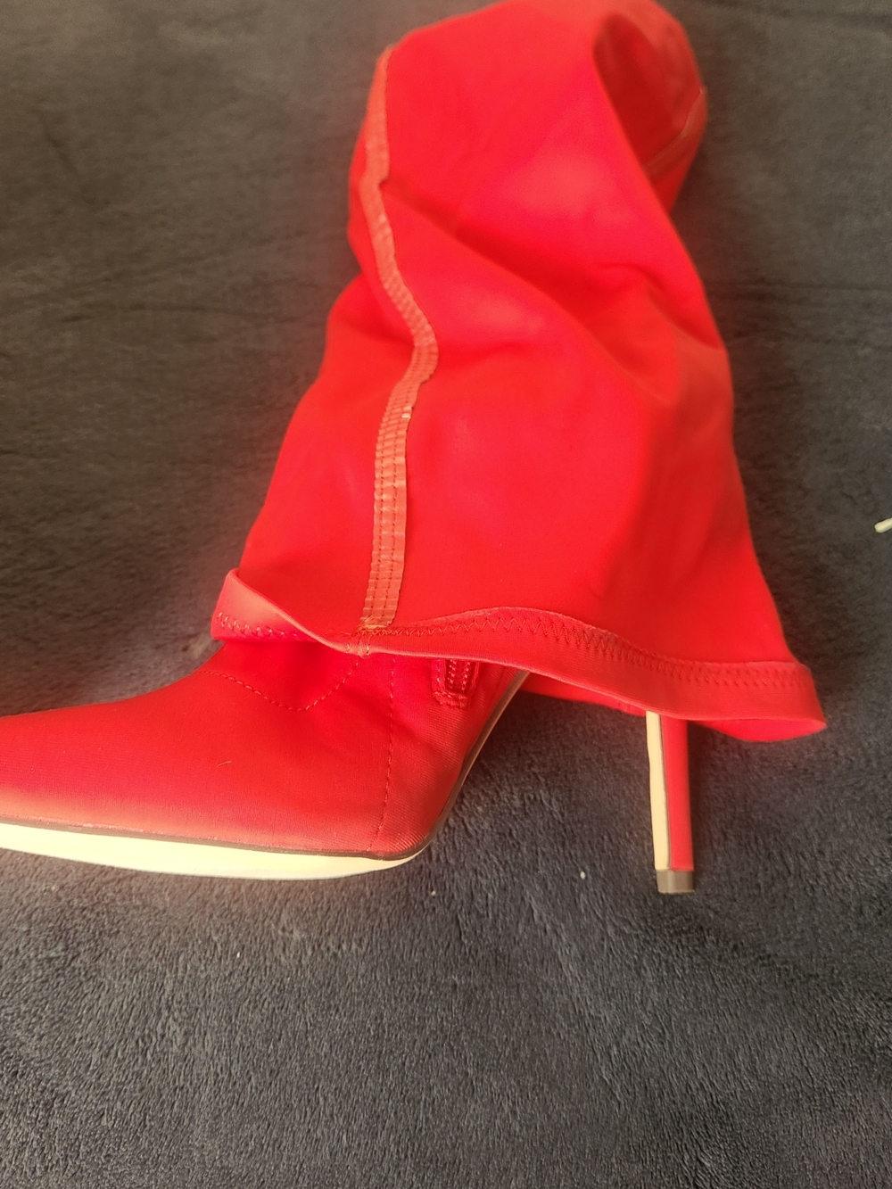 Red Pointed Toe Stiletto Sock Boot